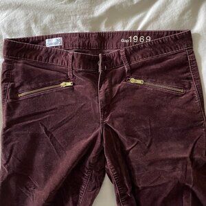 Gap 1969 Velvet Always Skinny Pants – Cherrywood (Zipper Detail)